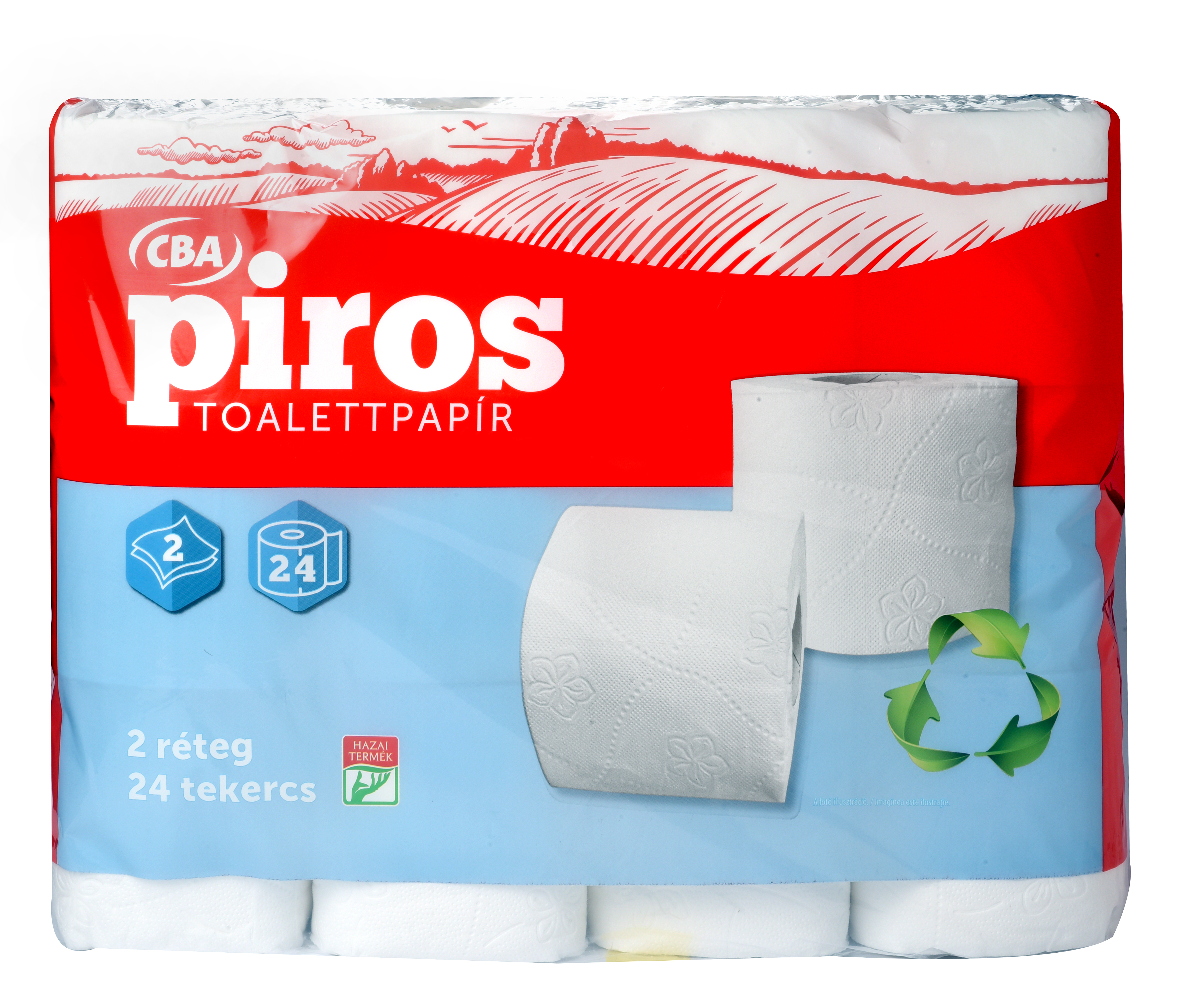 CBA Piros WC papír 24 tekercs 2 rétegű